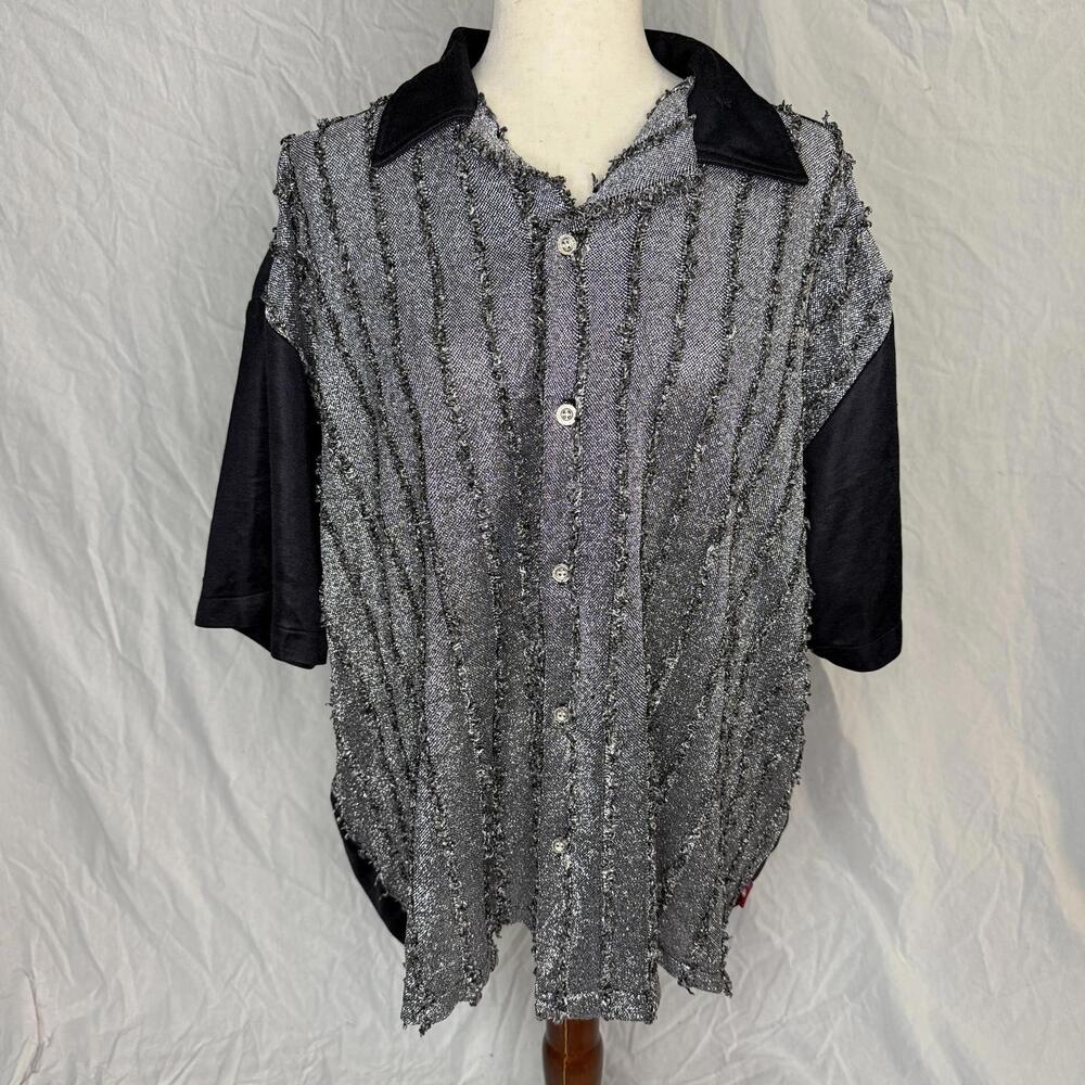 90s Vintage Third Rail Silver Textured Button Up - L